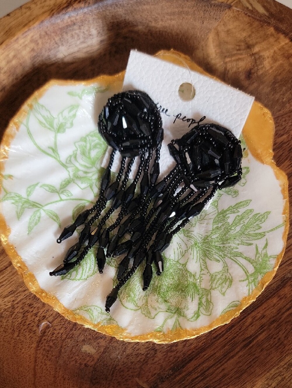 Free People Black Beaded Fringe Dangle Earrings - Picture 5 of 5